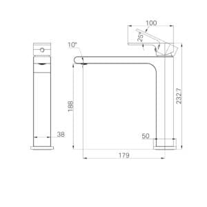 Bianca Mid Tall Basin Mixer Drawings