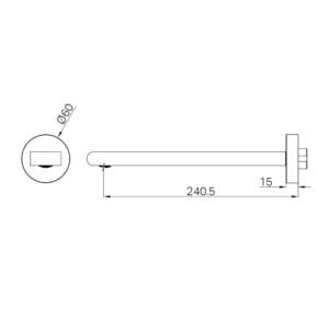 Bianca Fixed Bath Spout Only 240mm Drawings