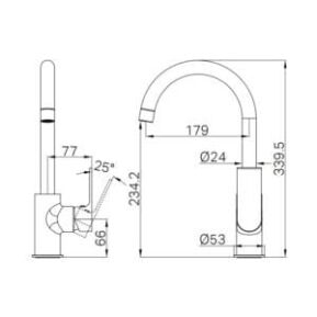 Bianca Kitchen Mixer Gooseneck Spout Drawings