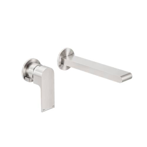 Bianca Wall Basin-Bath Mixer Separate Back Plate 187mm Brushed Nickel