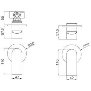 Bianca Shower Mixer 80mm Plate Drawings