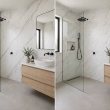 Wet wall panels compared with bathroom tiles in modern Perth bathrooms