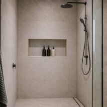 Correctly sized shower niche placed at a practical height in a Perth bathroom
