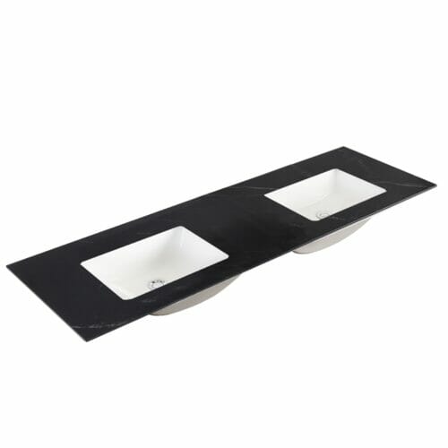Shakespeare Black Sintered Stone Double Vanity Top – 150cm