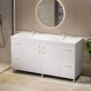 monica 150cm double bowl in a bathroom bathroom with 150cm double bowl monica pvc vanity unit