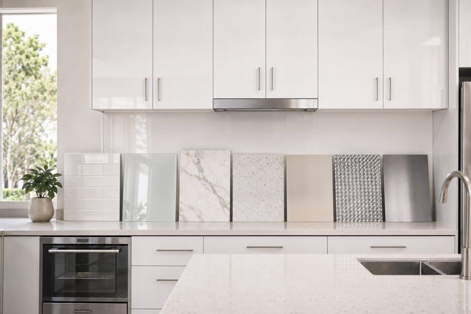 Kitchen splashback materials compared in a modern Perth kitchen