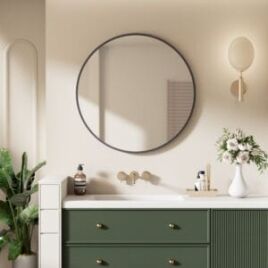 Brooklyn Matte Black Mirror in Modern Bathroom