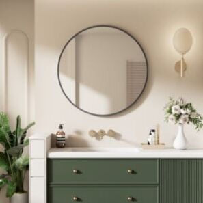 Brooklyn Matte Black Mirror in Modern Bathroom
