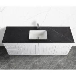 Shakespeare Black Sintered Stone Vanity Top - Top View