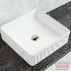 Square Fluted Vessel White Installation