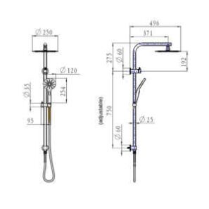 104208 round twin shower on rail