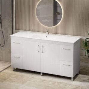 bathroom with 150cm single bowl vanity uniy pvc