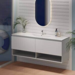 Marine Shelf 150cm Single Bowl Vanity Unit in Bathroom