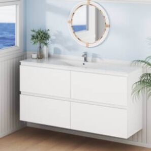 bathroom with marine wall hung 150cm PVC vanity unit