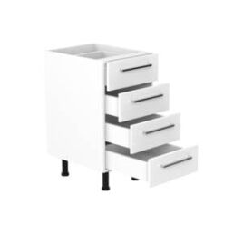 45cm 4 Drawer Base Cabinet with Sky Chrome Handle (Drawers Open)