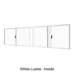 Double Slider with Two Outer Fixed Lites White Lustre Inside