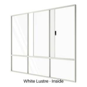 Single Slider with Two Fixed Lites over Three Low Lites White Lustre Inside