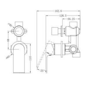 Bianca Shower Mixer With Diverter Separate Plate Drawings