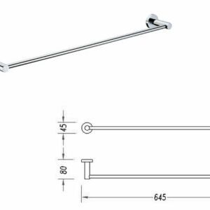 Round Single Towel Rail (900mm)