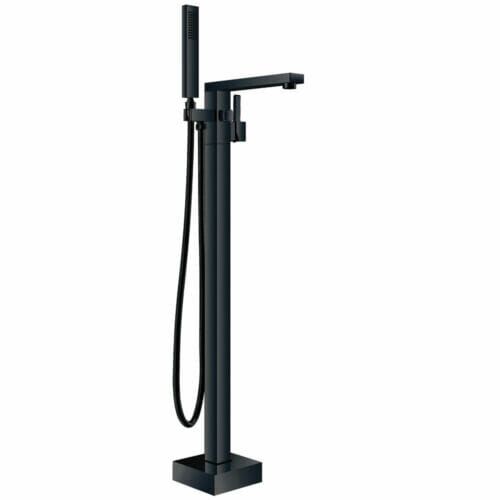 Cube Freestanding Bath Mixer with Hand Shower Black Cube Freestanding Bath Mixer Black Black