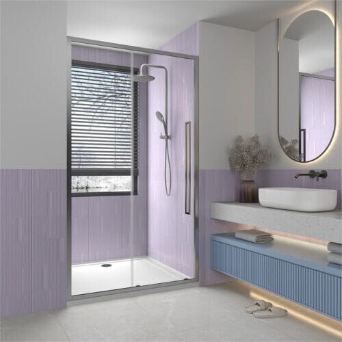 Alpine Sliding Door Shower Screen Silver Frame