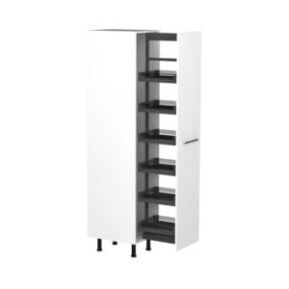 45cm-pull-out-pantry:linen-cupboard-sky-chrome-handel-open 45cm Pull Out Pantry/Linen Cupboard with Sky Chrome Handel (Door Open)