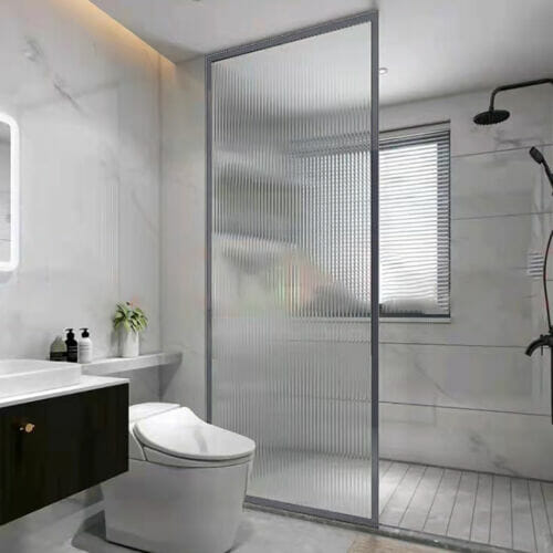 Fluted Glass Shower Panel Brushed Stainless Steel Fluted Glass Shower Panel Brushed Stainless Steel