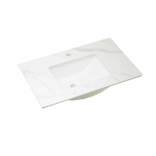 Mountain Snow Sintered Stone Vanity Top – 75cm Mountain Snow Sintered Stone Vanity Top - 75cm