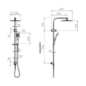 104108 square twin shower on rail sky square twin shower on rail sizes