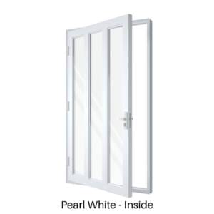 Single Front Entry Door with Double Vertical Midrails Pearl White Inside Single Front Entry Door with Double Vertical Midrails Pearl White Inside