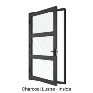 Single Front Entry Door with Double Horizontal Midrails Charcoal Lustre Inside Single Front Entry Door with Double Horizontal Midrails Charcoal Lustre Inside