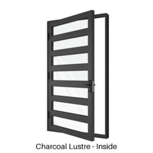 Single Front Entry Door with Six Horizontal Midrails Charcoal Lustre Inside Single Front Entry Door with Six Horizontal Midrails Charcoal Lustre Inside