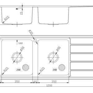 Alpine Axis Double Bowl Kitchen Sink Drawings