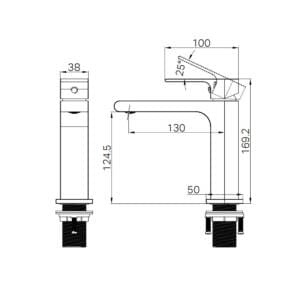 Bianca Basin Mixer Straight Spout Drawings