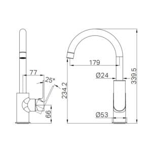 Bianca Kitchen Mixer Gooseneck Spout Drawings