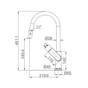Bianca Pull Out Sink Mixer With Vegie Spray Function Drawings