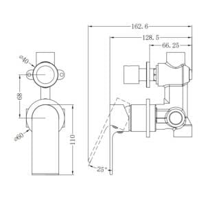 Bianca Shower Mixer With Diverter Separate Plate Drawings