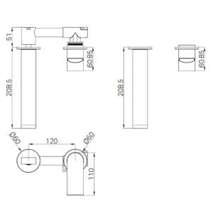 Bianca Wall Basin-Bath Mixer Separate Back Plate 187mm