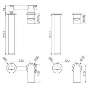 Bianca Wall Basin-Bath Mixer Separate Back Plate 230mm Bianca Wall Basin-Bath Mixer Separate Back Plate 230mm
