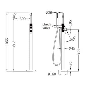 Opal Freestanding Bath Mixer With Hand Shower