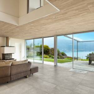 modern home with Kensington Grey Floor Tiles