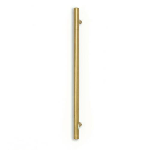 Round Brushed Gold Vertical Heated Towel Rail