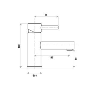 Elle Stainless Steel Basin Mixer Specs
