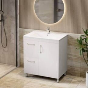 bathroom with 75cm left-hand drawer monica vanity unit bathroom with monica 75cm pvc vanity unit