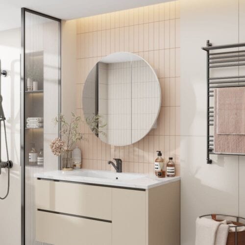 Natasha Round Mirror Cabinet 80cm