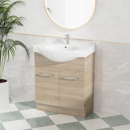 Jessica Semi-Recessed PVC Vanity Unit 75cm Rural Oak Jessica Semi-Recessed PVC Vanity Unit 75cm R-Oak