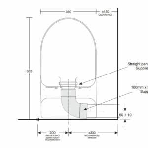 Space Solution Skew Close Coupled Suite Top View Dimensions
