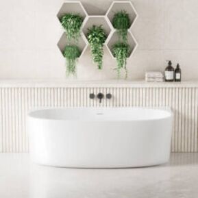 white back to the wall freestanding bath