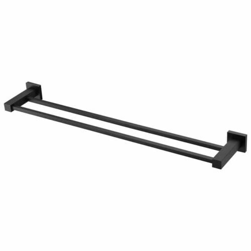Black Square 900mm Double Towel Rail