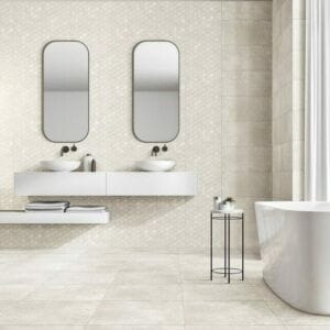 Paradigm White porcelain tile installation